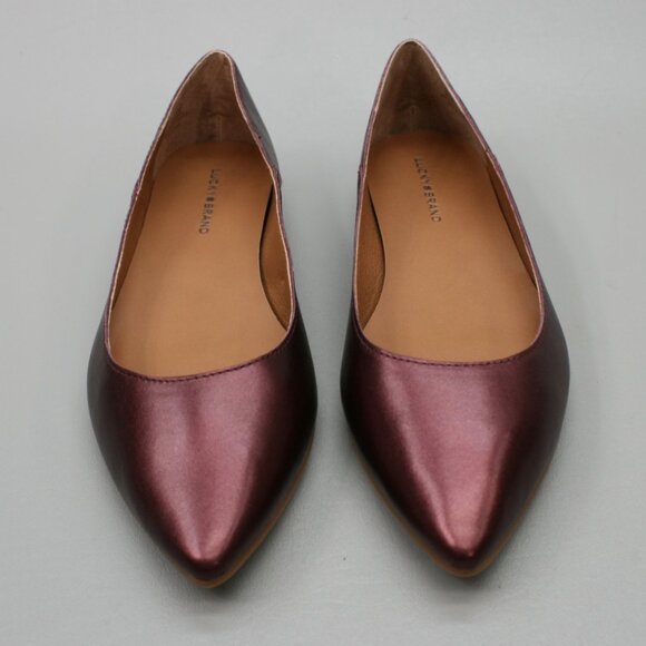 Lucky Brand Ladies 8.5 LK-Bethysa Metallic Red Leather Pointed-toe Ballet Flats - Picture 6 of 10
